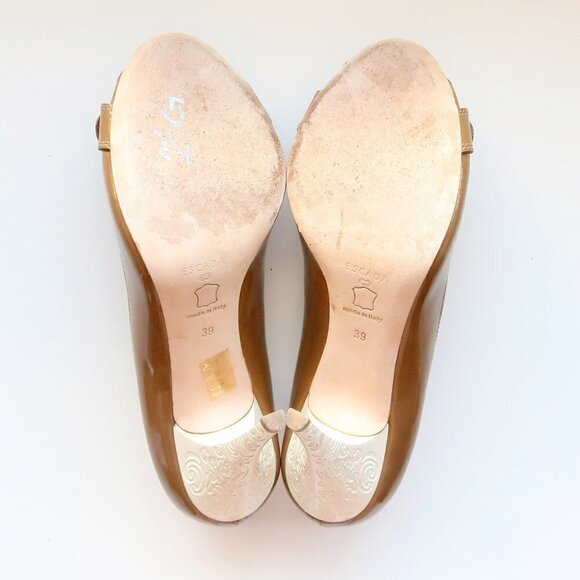 Escada Patent Leather Peep Toe Heels Pumps Designer Formal Dress Shoes Size 8.5 - Picture 7 of 16